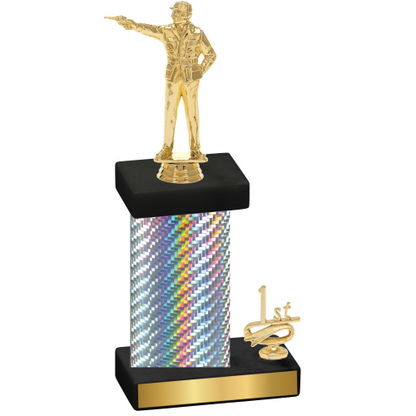 Accented Single Silver Carbon Fiber First Place Shooter Trophy