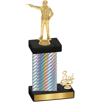 Accented Single Silver Carbon Fiber Third Place Shooter Trophy