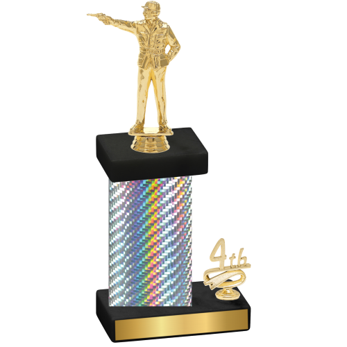 Accented Single Silver Carbon Fiber Fourth Place Shooter Trophy