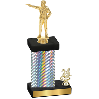 Accented Single Silver Carbon Fiber Year Shooter Trophy