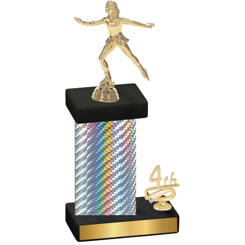 Accented Single Silver Carbon Fiber Fourth Place Skater Trophy