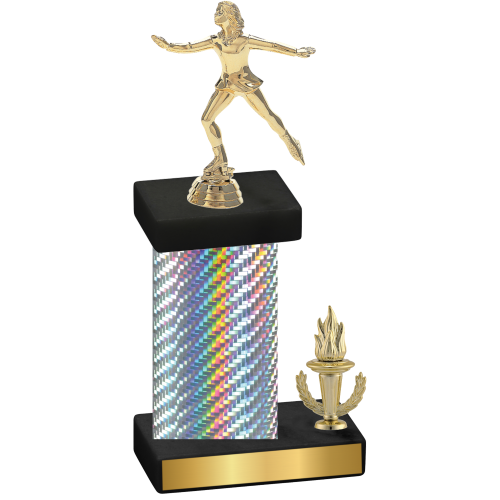 Accented Single Silver Carbon Fiber Victory Skater Trophy