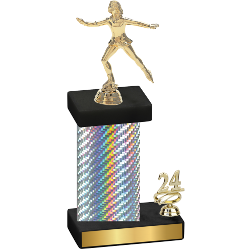 Accented Single Silver Carbon Fiber Year Skater Trophy