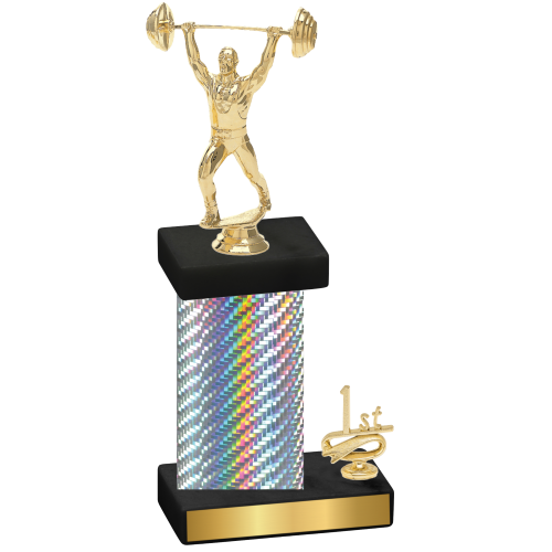 Accented Single Silver Carbon Fiber First Place Weights Trophy