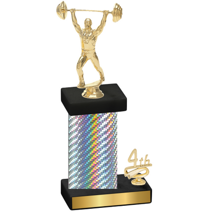 Accented Single Silver Carbon Fiber Fourth Place Weights Trophy