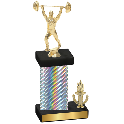 Accented Single Silver Carbon Fiber Victory Weights Trophy