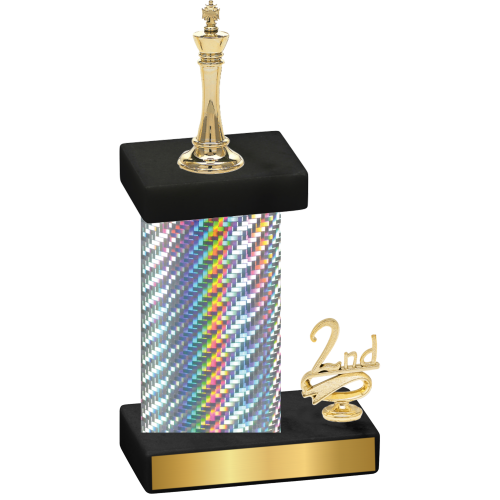 Accented Single Silver Carbon Fiber Second Place Chess Trophy