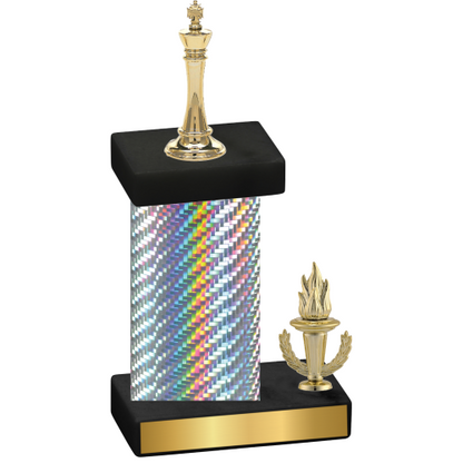 Accented Single Silver Carbon Fiber Victory Chess Trophy