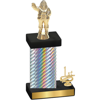 Accented Single Silver Carbon Fiber First Place Holiday Trophy