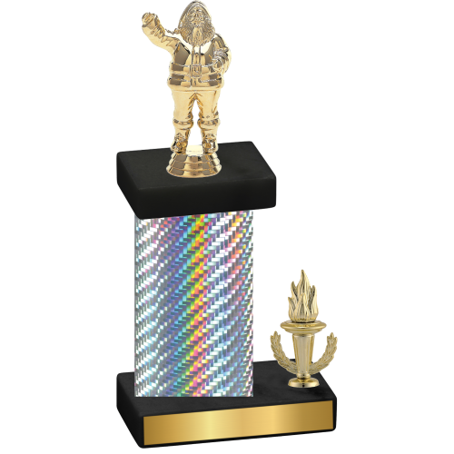 Accented Single Silver Carbon Fiber Victory Holiday Trophy