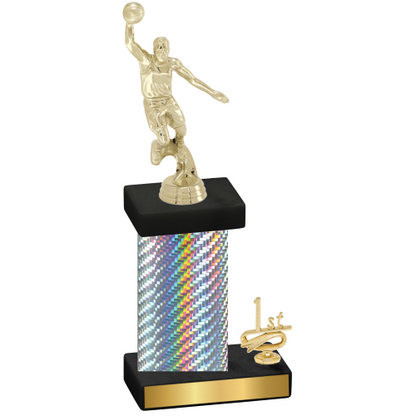 Accented Single Silver Carbon Fiber First Place Basketball Trophy