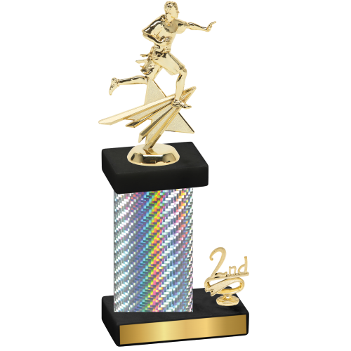 Accented Single Silver Carbon Fiber Second Place Flag Football Trophy