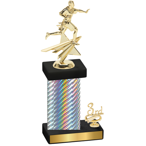 Accented Single Silver Carbon Fiber Third Place Flag Football Trophy