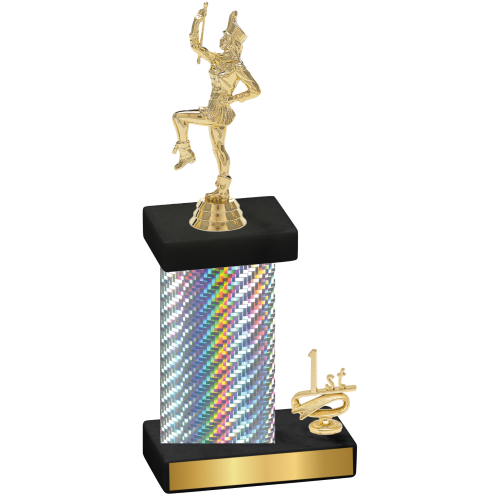 Accented Single Silver Carbon Fiber First Place Majorette Trophy