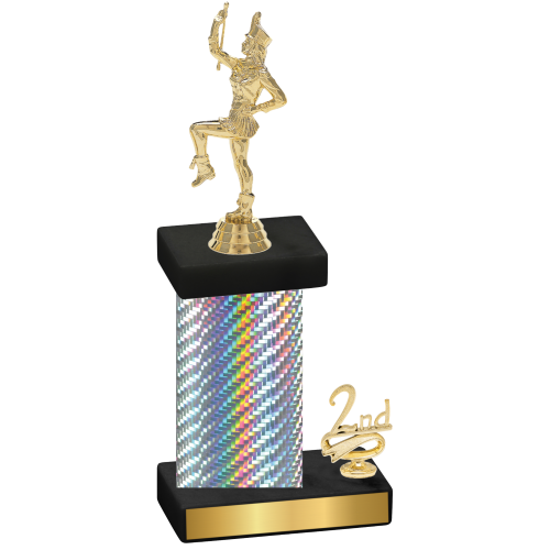 Accented Single Silver Carbon Fiber Second Place Majorette Trophy