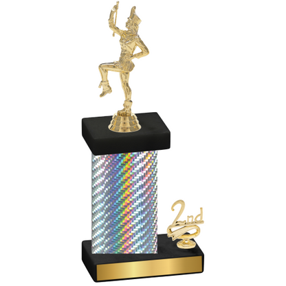 Accented Single Silver Carbon Fiber Second Place Majorette Trophy