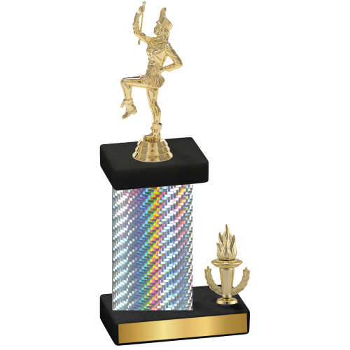 Accented Single Silver Carbon Fiber Victory Majorette Trophy