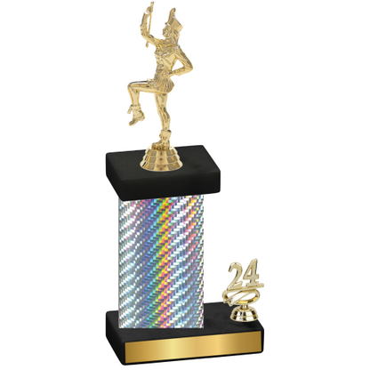 Accented Single Silver Carbon Fiber Year Majorette Trophy