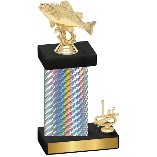 Accented Single Silver Carbon Fiber First Place Fishing Trophy