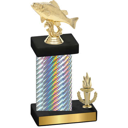 Accented Single Silver Carbon Fiber Victory Fishing Trophy