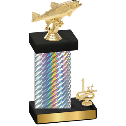 Accented Single Silver Carbon Fiber First Place Fishing Trophy