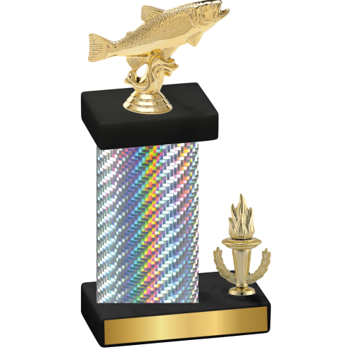 Accented Single Silver Carbon Fiber Victory Fishing Trophy