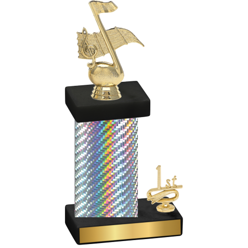 Accented Single Silver Carbon Fiber First Place Music Trophy