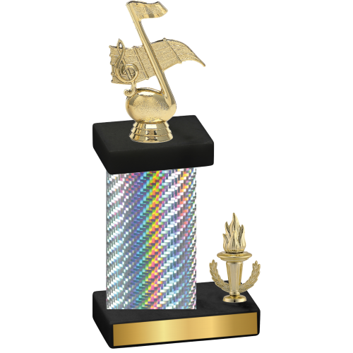 Accented Single Silver Carbon Fiber Victory Music Trophy