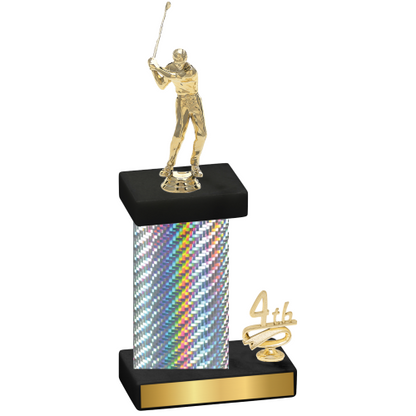 Accented Single Silver Carbon Fiber Fourth Place Golf Trophy