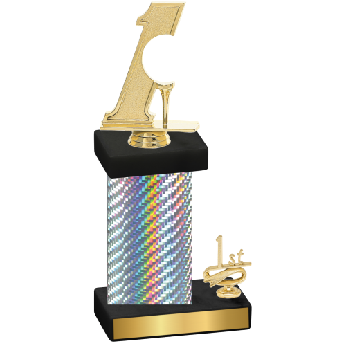 Accented Single Silver Carbon Fiber First Place Golf Trophy