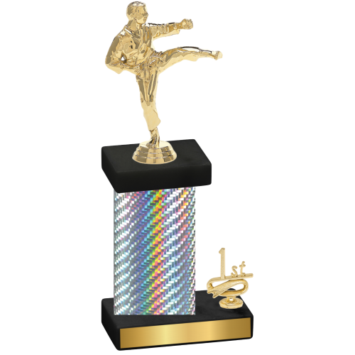 Accented Single Silver Carbon Fiber First Place Karate Trophy