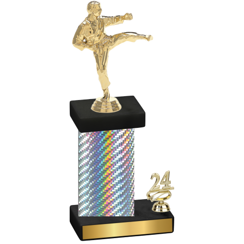 Accented Single Silver Carbon Fiber Year Karate Trophy