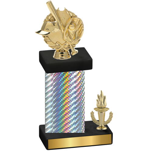 Accented Single Silver Carbon Fiber Victory Baseball Trophy