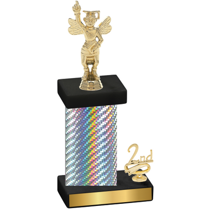 Accented Single Silver Carbon Fiber Second Place Academics Trophy