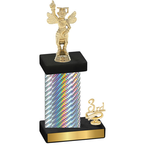 Accented Single Silver Carbon Fiber Third Place Academics Trophy