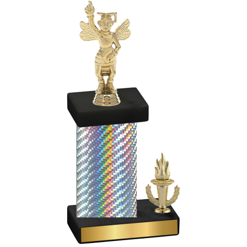 Accented Single Silver Carbon Fiber Victory Academics Trophy