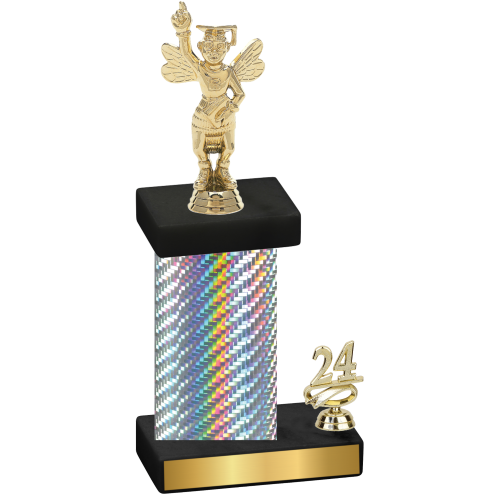 Accented Single Silver Carbon Fiber Year Academics Trophy