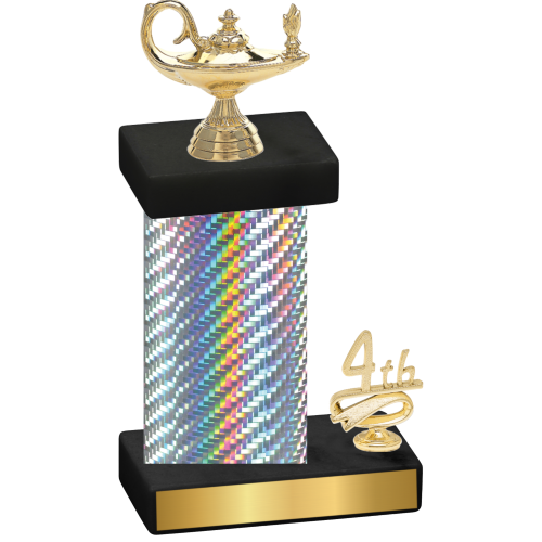 Accented Single Silver Carbon Fiber Fourth Place Academics Trophy