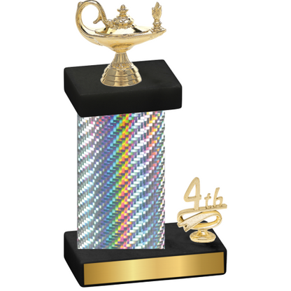 Accented Single Silver Carbon Fiber Fourth Place Academics Trophy