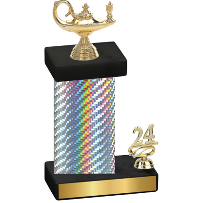 Accented Single Silver Carbon Fiber Year Academics Trophy