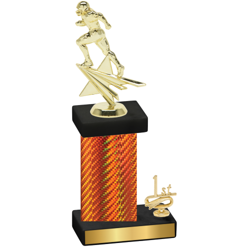 Accented Single Orange Carbon Fiber First Place Football Trophy