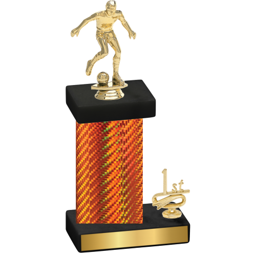 Accented Single Orange Carbon Fiber First Place Soccer Trophy