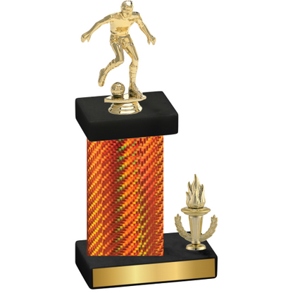 Accented Single Orange Carbon Fiber Victory Soccer Trophy