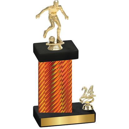 Accented Single Orange Carbon Fiber Year Soccer Trophy