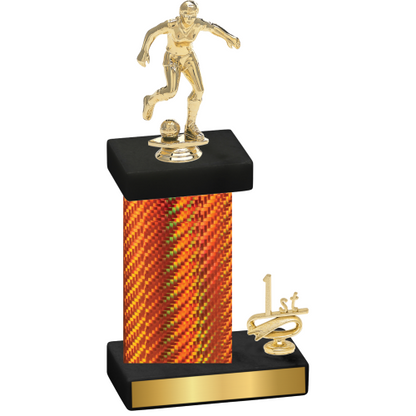 Accented Single Orange Carbon Fiber First Place Soccer Trophy