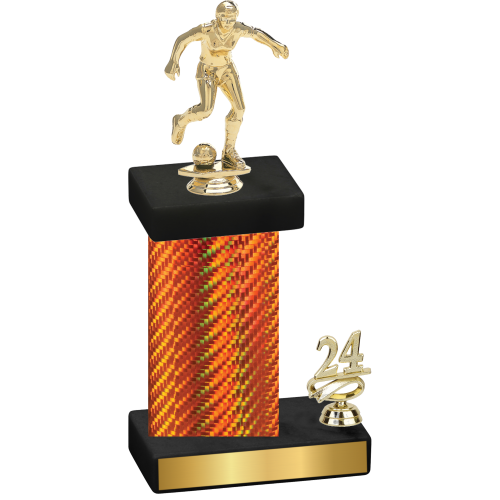 Accented Single Orange Carbon Fiber Year Soccer Trophy