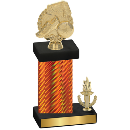 Accented Single Orange Carbon Fiber Victory Soccer Trophy