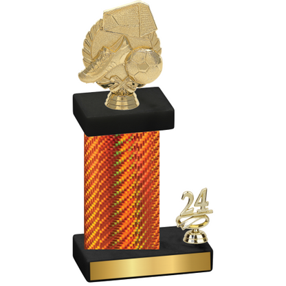 Accented Single Orange Carbon Fiber Year Soccer Trophy