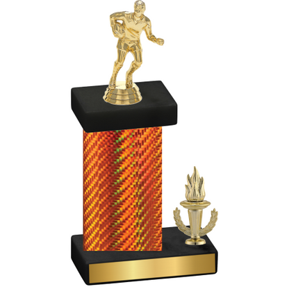 Accented Single Orange Carbon Fiber Victory Rugby Trophy