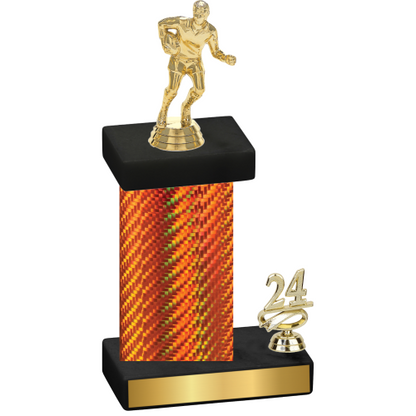 Accented Single Orange Carbon Fiber Year Rugby Trophy